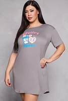 Womens Plus Size Better Together Graphic Sleepshirt, Grey, Size 1X