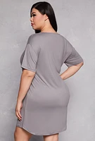 Womens Plus Size Better Together Graphic Sleepshirt, Grey, Size 3X
