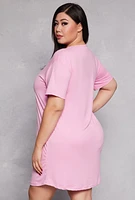 Womens Plus Size Better Together Graphic Sleepshirt, Pink, Size 1X