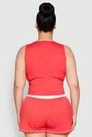 Womens Plus Size Cropped Tank Top and Boxer Briefs Pajama Set, Red, Size 3X