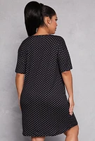 Womens Plus Polka Dot Teddy Bear Graphic Sleepshirt,