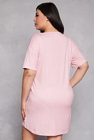 Womens Plus Size Polka Dot Teddy Bear Graphic Sleepshirt, Pink, Size 2X