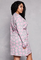 Womens Plus Candy Heart Cami Nightgown with Robe,