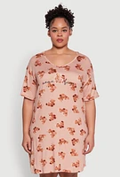 Womens Plus Size Mama Bear Graphic Sleepshirt, Brown, Size 3X