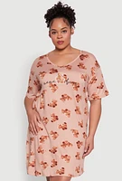 Womens Plus Size Mama Bear Graphic Sleepshirt, Brown, Size 3X