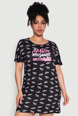 Womens Plus Above Queen Graphic Sleepshirt, 2X