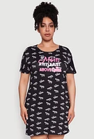 Womens Plus Above Queen Graphic Sleepshirt, 2X