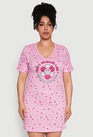 Womens Plus Size Aint No Hood Like Motherhood Sleepshirt, Pink, Size 3X