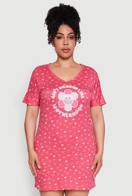 Womens Plus Size Aint No Hood Like Motherhood Sleepshirt, Pink, Size 1X