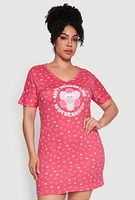 Womens Plus Size Aint No Hood Like Motherhood Sleepshirt, Pink, Size 1X