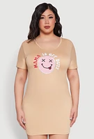 Womens Plus Size Mama Is Off Duty Sleepshirt, Beige, Size 3X