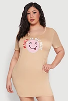 Womens Plus Size Mama Is Off Duty Sleepshirt, Beige, Size 3X