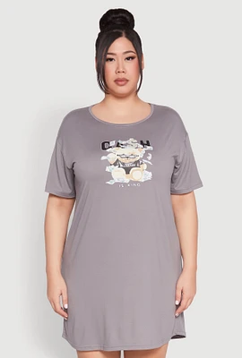 Womens Plus Cash Bear Graphic Sleepshirt,