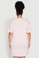 Womens Plus Size Flower Print Graphic Sleepshirt, Pink, Size 2X