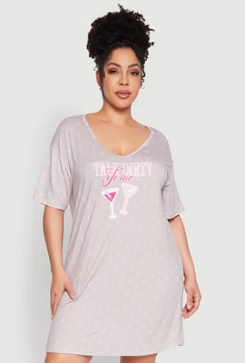 Womens Plus Size Talk Dirty To Me Sleepshirt, Grey, Size 3X