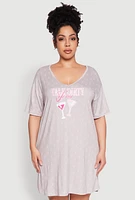Womens Plus Size Talk Dirty To Me Sleepshirt, Grey, Size 3X