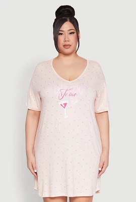Womens Plus Size Talk Dirty To Me Sleepshirt, Pink, Size 1X