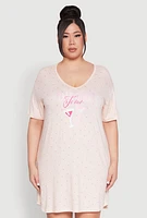 Womens Plus Size Talk Dirty To Me Sleepshirt, Pink, Size 1X