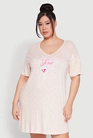 Womens Plus Size Talk Dirty To Me Sleepshirt, Pink, Size 1X