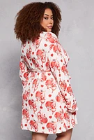 Womens Plus Milkshake Print Cami Nightgown with Robe, 1X