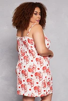 Womens Plus Milkshake Print Cami Nightgown with Robe, 1X