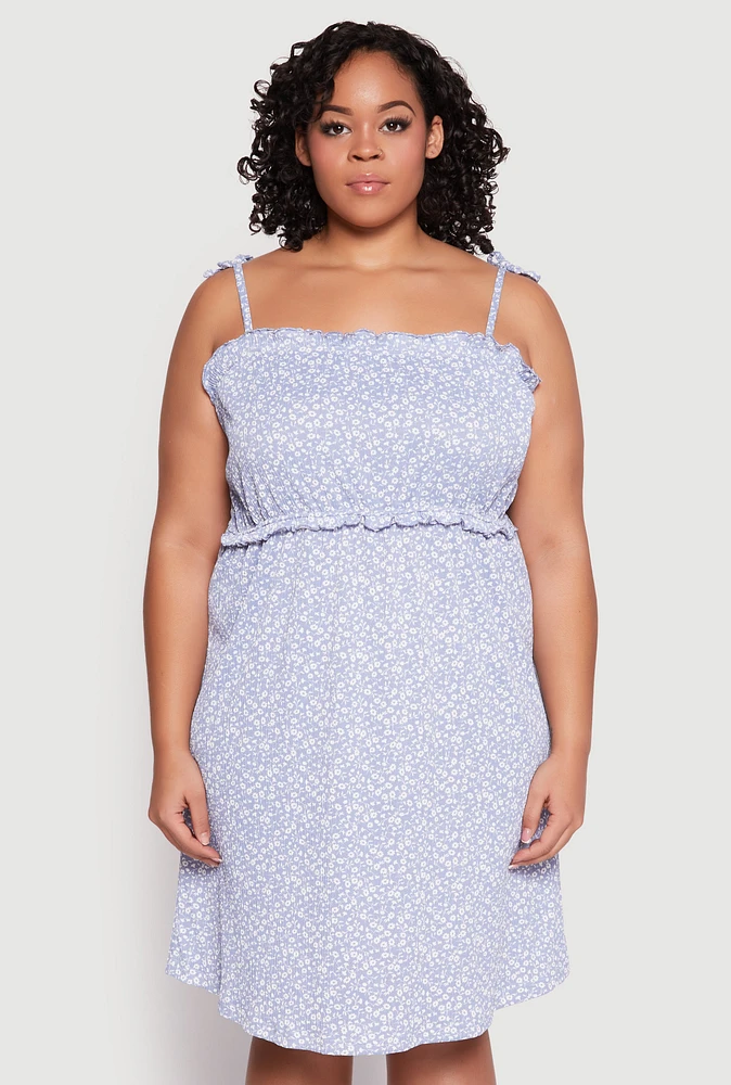 Womens Plus Ditsy Floral Tie Shoulder Sleep Dress, 2X
