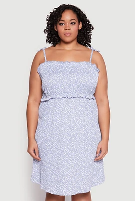 Womens Plus Ditsy Floral Tie Shoulder Sleep Dress, 2X