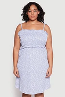 Womens Plus Ditsy Floral Tie Shoulder Sleep Dress, 2X