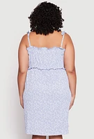 Womens Plus Ditsy Floral Tie Shoulder Sleep Dress, 2X