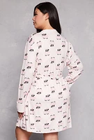 Womens Plus Size Nap Queen Cami Nightgown with Robe, Pink, Size 1X