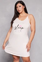 Womens Plus Size Nap Queen Cami Nightgown with Robe, Pink, Size 1X