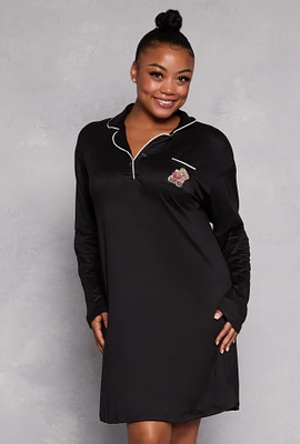 Womens Plus Graphic Long Sleeve Sleep Shirt,