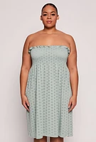 Womens Plus Size Eyelet Strapless Sleep Dress, Green, Size 2X