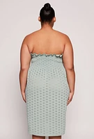 Womens Plus Size Eyelet Strapless Sleep Dress, Green, Size 2X