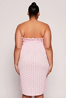 Womens Plus Size Eyelet Strapless Sleep Dress, Pink, Size 3X