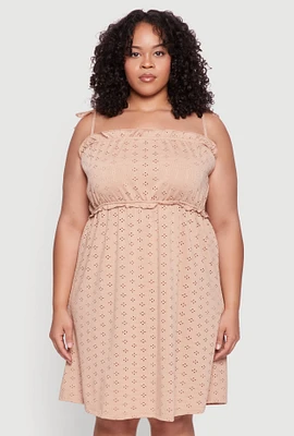 Womens Plus Tie Strap Eyelet Sleep Dress,