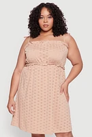 Womens Plus Tie Strap Eyelet Sleep Dress,
