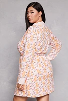 Womens Plus Size Lets Cuddle Graphic Cami Nightgown with Robe, Pink, Size 3X