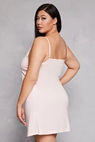 Womens Plus Size Lets Cuddle Graphic Cami Nightgown with Robe, Pink, Size 3X