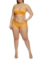 Womens Plus Scalloped Floral Lace Balconette Bra | Converts to Strapless, Orange,