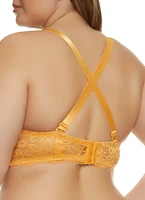 Womens Plus Scalloped Floral Lace Balconette Bra | Converts to Strapless, Orange,