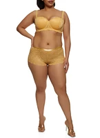 Womens Plus Size Scalloped Solid Floral Lace Balconette Bra | Converts to Strapless, Yellow, Size 44C