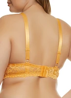 Womens Plus Size Scalloped Floral Lace Plunge Bra, Orange, Size 40C