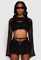 Womens Crochet Bell Sleeve Shrug,