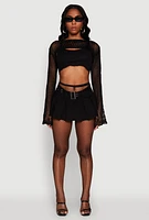 Womens Crochet Bell Sleeve Shrug,