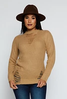 Womens Distressed Crew Neck Sweater,