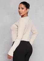 Womens Ribbed Knit Tie Front Cardigan, L