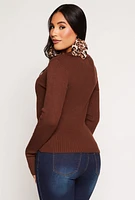 Womens Ribbed Knit Johnny Collar Sweater,