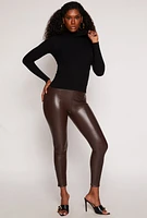 Womens Ribbed Knit Long Sleeve Turtleneck Top, Black, Size M