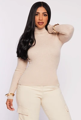 Womens Ribbed Knit Long Sleeve Turtleneck Top,